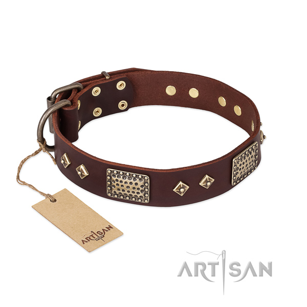 Amazing full grain natural leather dog collar for handy use