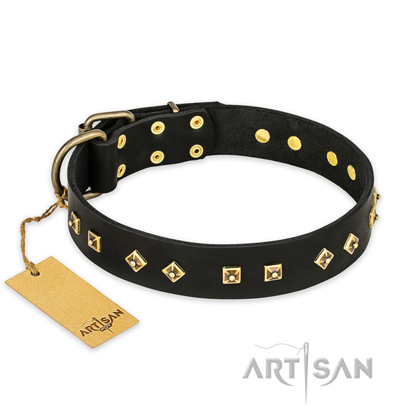 Best quality leather dog collar with rust resistant traditional buckle