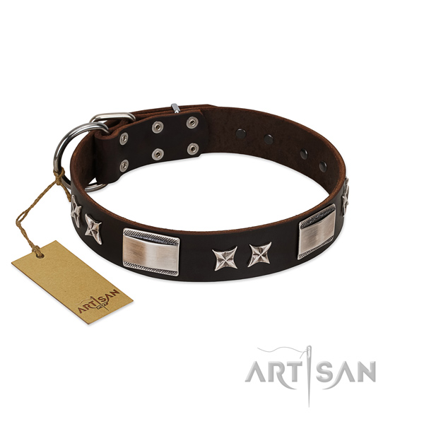 Fine quality dog collar of natural leather