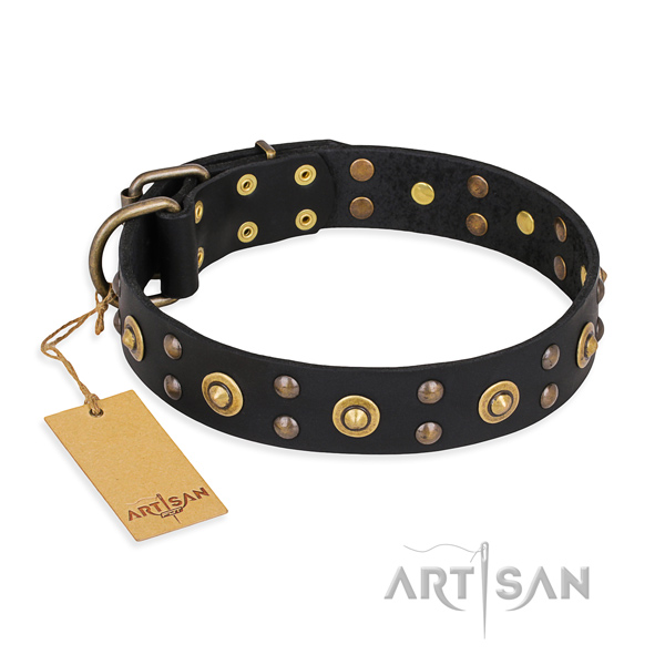 Comfortable wearing decorated dog collar with durable buckle