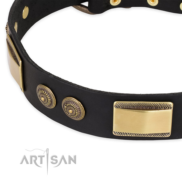 Studded natural genuine leather collar for your impressive pet