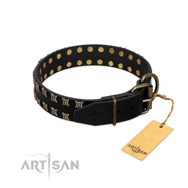 Top rate full grain genuine leather dog collar handcrafted for your four-legged friend