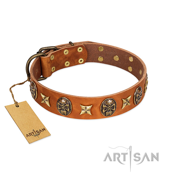 Unique natural genuine leather collar for your pet