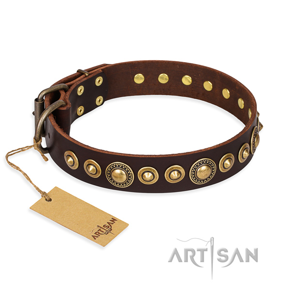 Durable genuine leather collar crafted for your dog