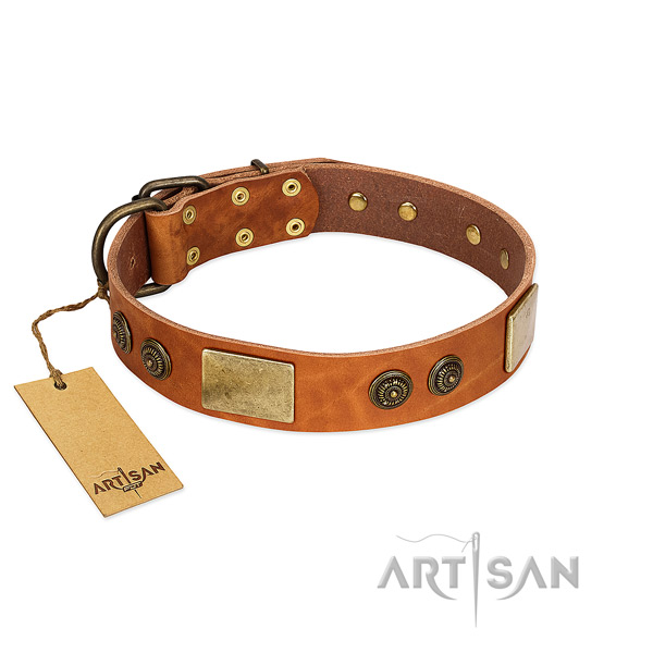 Handcrafted genuine leather dog collar for easy wearing