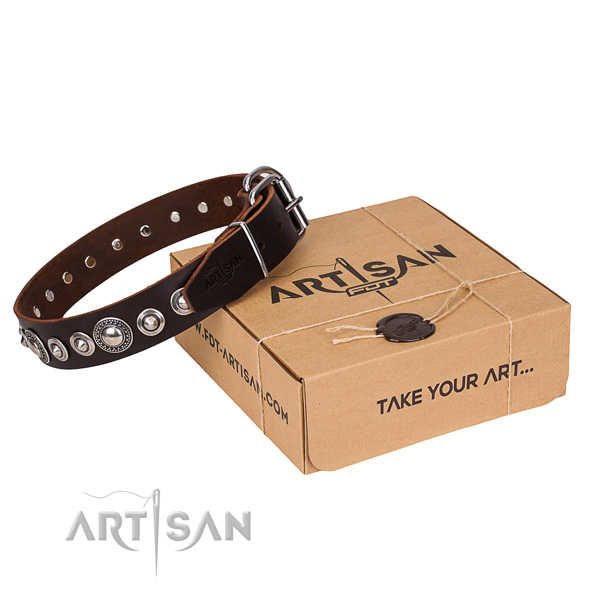 Quality natural leather dog collar