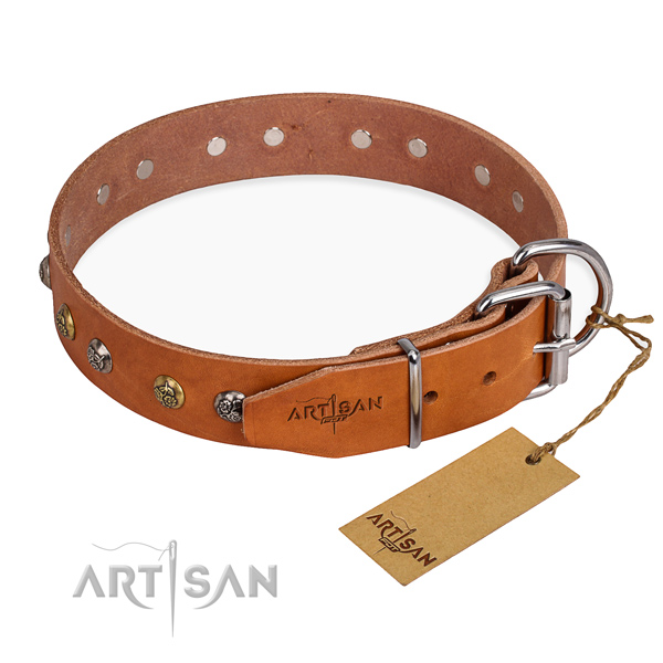 Soft genuine leather dog collar handmade for fancy walking