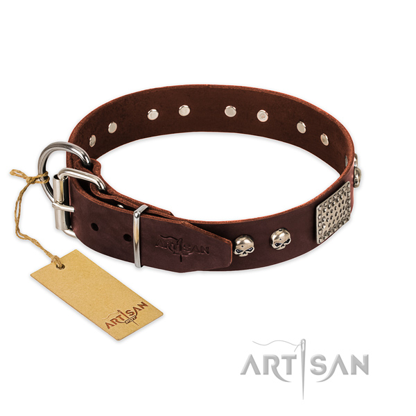 Durable fittings on comfortable wearing dog collar
