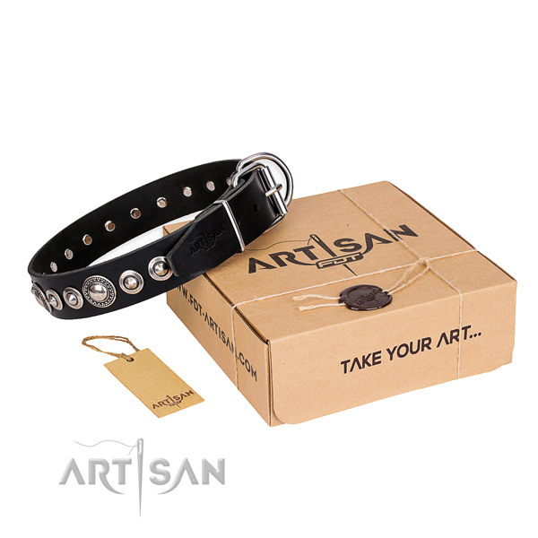 Best quality full grain natural leather dog collar