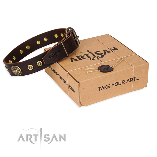 Genuine leather dog collar made of high quality material with durable buckle