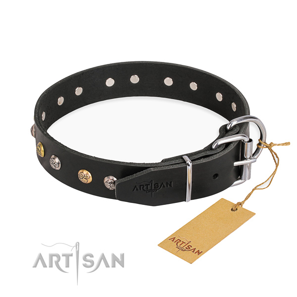 Top notch leather dog collar handcrafted for walking