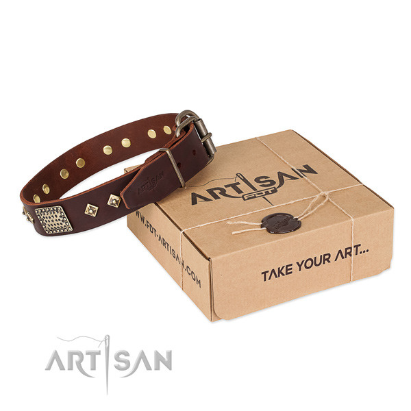 Easy to adjust full grain natural leather collar for your stylish doggie