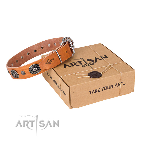 Best quality full grain leather dog collar handmade for comfy wearing