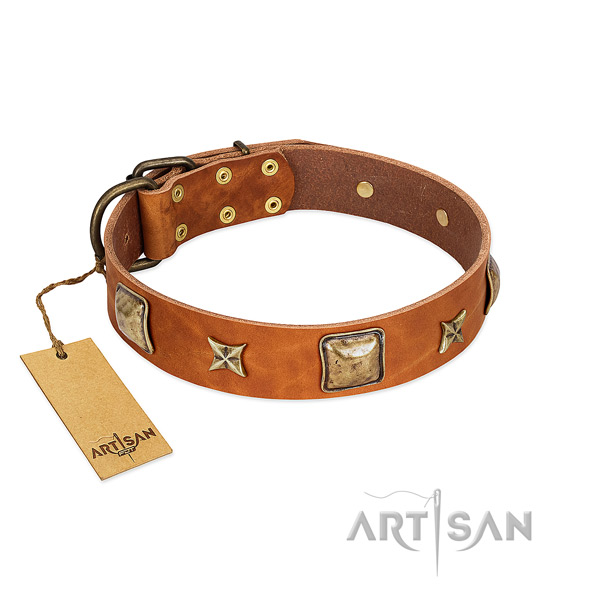 Amazing natural genuine leather collar for your pet
