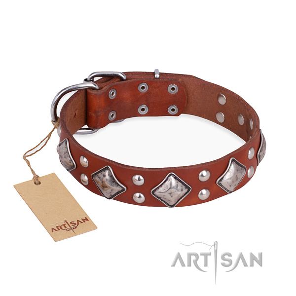 Comfortable wearing designer dog collar with corrosion proof traditional buckle