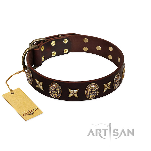 Handcrafted full grain natural leather collar for your dog