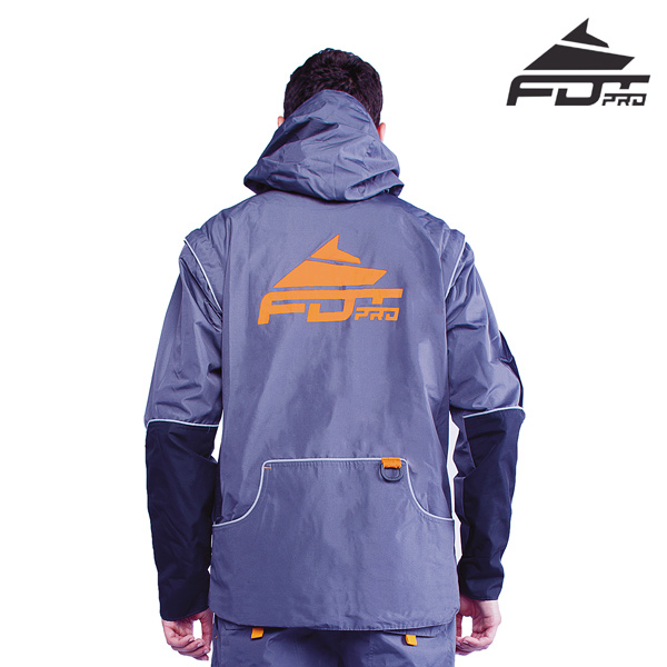 FDT Professional Dog Training Jacket of Grey Color with Comfortable Side Pockets