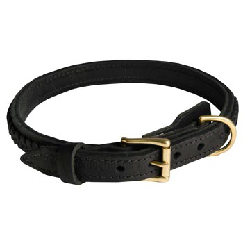 Mastiff Leather Braided Collar with Solid Hardware