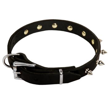 Mastiff Dog Leather Collar Steel Nickel Plated Spikes