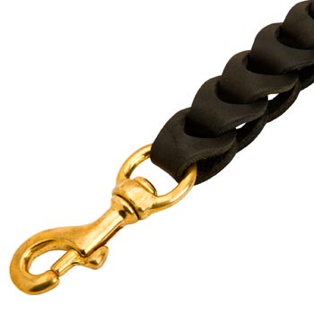 Braided Mastiff Leather Leash with Gold-like Snap Hook