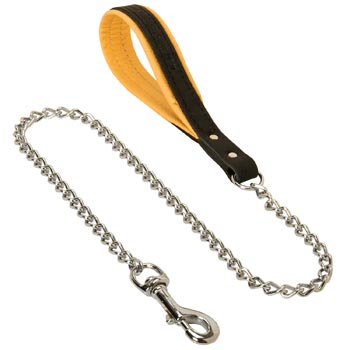 Chain Leather Mastiff Leash with Padded Handle