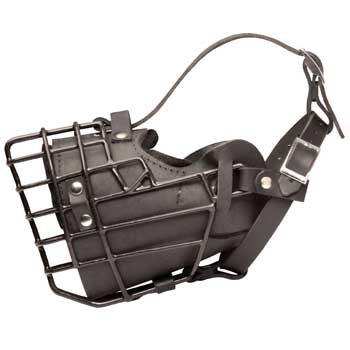 Leather Mastiff Muzzle Padded Metal Basket
